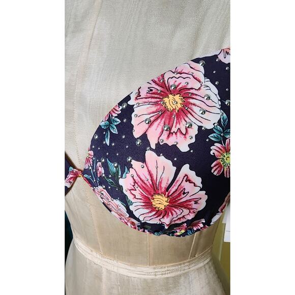 Shade & Shore Light Lift Purple Floral Studded Underwire Bikini Top, 36DD NWT - Picture 2 of 5